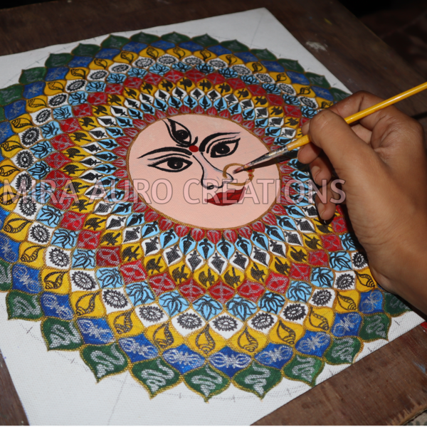 Maa Durga mandala art with 10 layered symbolic significance