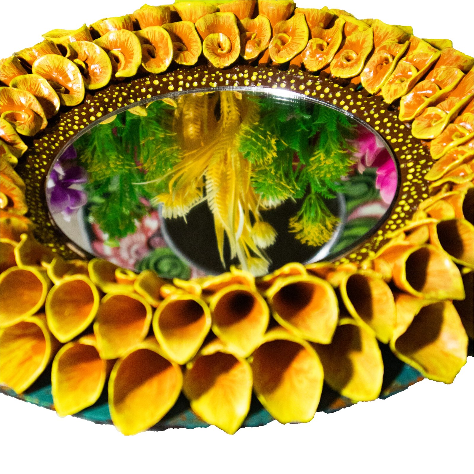 Handmade Dahlia Flower Themed Mirror - Image 3