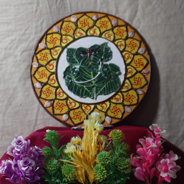 Sri Ganesh lippon art with modak swastik and omkar