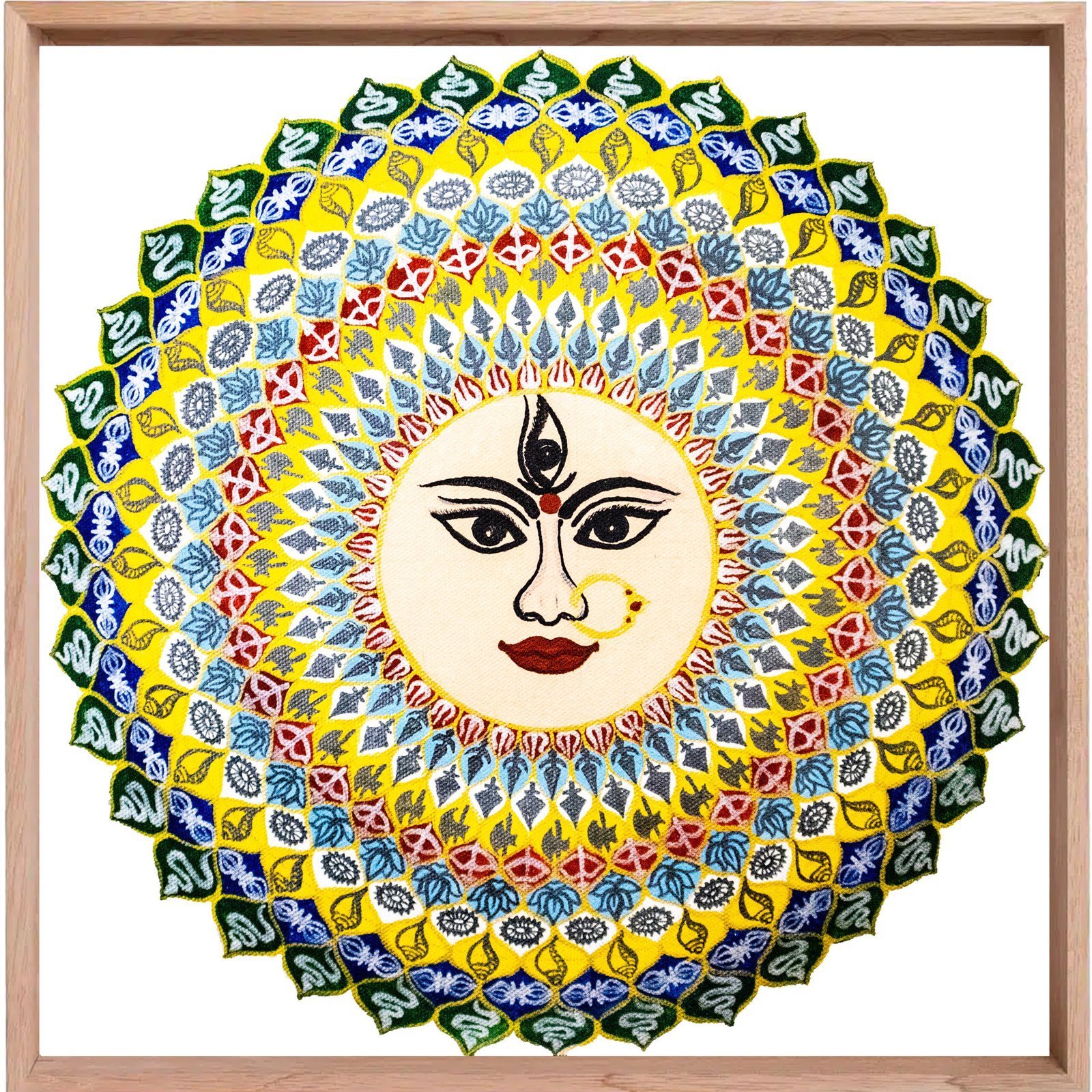Maa Durga mandala art with 10 layered symbolic significance