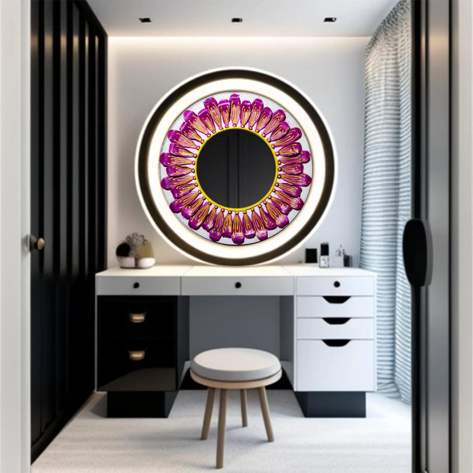 Flower petals mirror lippon art - Image 2