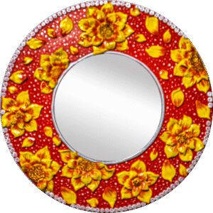 Mirror lippon art with floral designs
